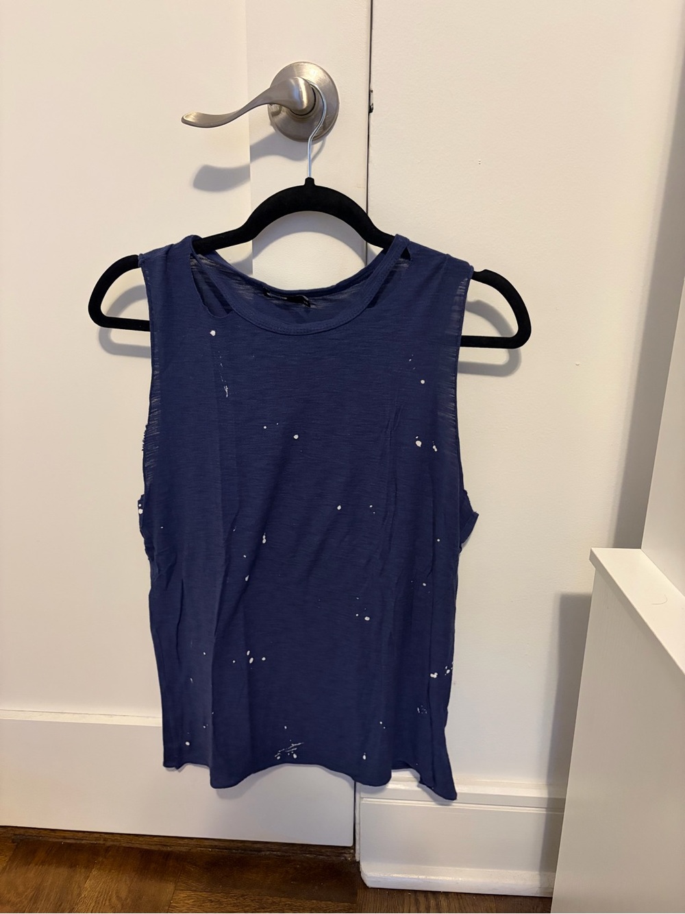 Slate Blue Distressed Muscle Tank Top